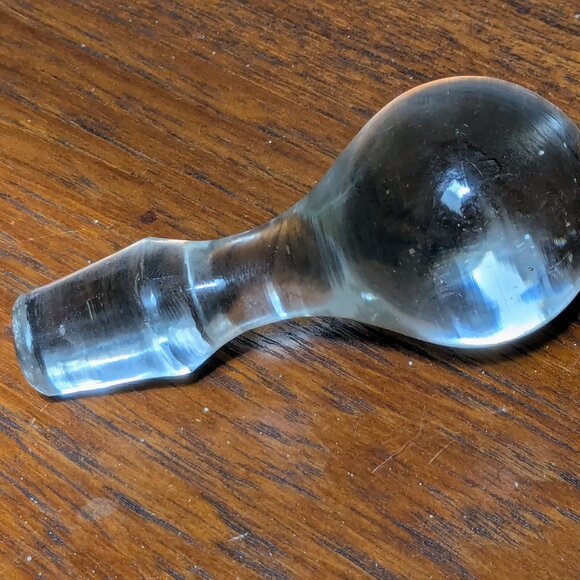 Vtg MCM Clear Glass OR Crystal Ball Top Decanter Stopper - 3.5" Long - Elegant! - Picture 2 of 7